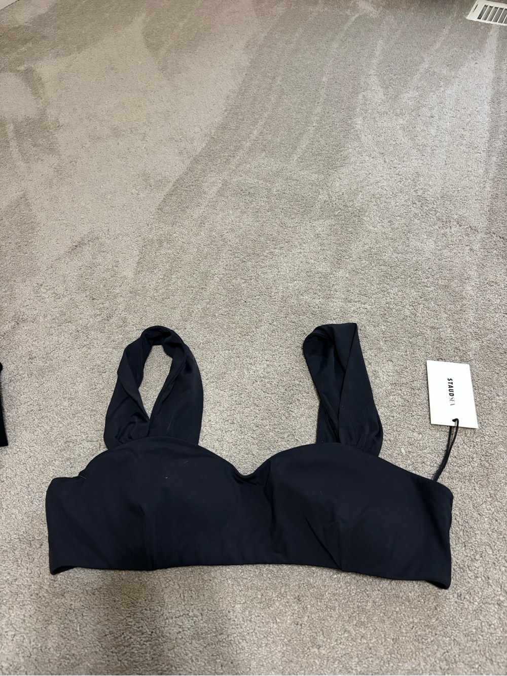 NWT STAUD Black Twist Strap Bikini Top